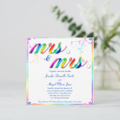 Elegant Rainbow Floral Mrs. Wedding Einladung (Stehend Vorderseite)