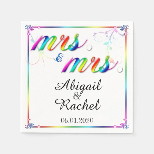 Elegant Rainbow Floral Mrs. Wedding Napkin Serviette (Vorderseite)