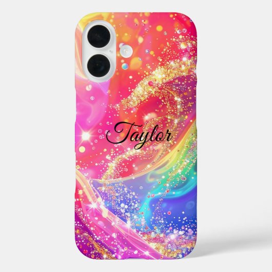 Elegant Rainbow Glam & Glitter Personalized Case-Mate iPhone Hülle (Rückseite)
