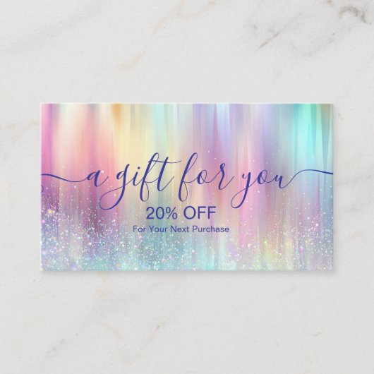 Elegant Rainbow Gradient Rabattkarte (Vorderseite)