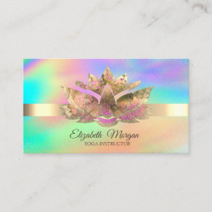 Elegant Rainbow Holographic, Gold Lotus Visitenkarte
