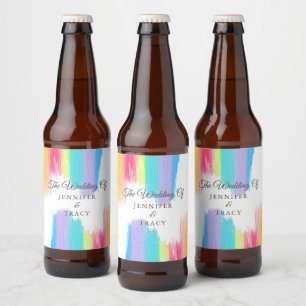 Elegant Rainbow LGBTQ Wedding Personalisiert Bierflaschenetikett