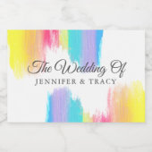 Elegant Rainbow LGBTQ Wedding Personalisiert Mini Schaumweinetikett (Einzelnes Label)