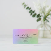 Elegant Rainbow Monogram Business Cards - Rounded  Visitenkarte (Stehend Vorderseite)