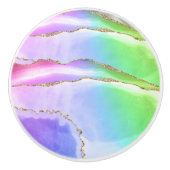 Elegant Rainbow Pastel Geode Agate Geode Gray Keramikknauf (Vorderseite)