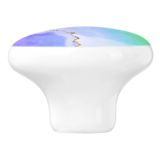 Elegant Rainbow Pastel Geode Agate Geode Gray Keramikknauf (Seitenansicht)