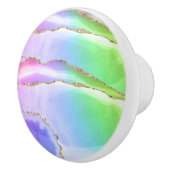 Elegant Rainbow Pastel Geode Agate Geode Gray Keramikknauf (Rechts)