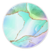 Elegant Rainbow Pastel Geode Agate Geode Gray Keramikknauf (Vorderseite)