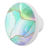 Elegant Rainbow Pastel Geode Agate Geode Gray Keramikknauf (Rechts)