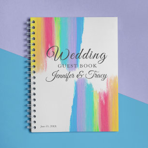 Elegant Rainbow Personalisiert LGBTQ Wedding Guest Notizblock