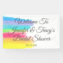 Elegant Rainbow Personalized Lesbian Bridal Shower Banner
