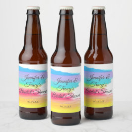 Elegant Rainbow Personalized Lesbian Bridal Shower Bierflaschenetikett