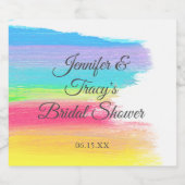 Elegant Rainbow Personalized Lesbian Bridal Shower Bierflaschenetikett (Einzelnes Label)