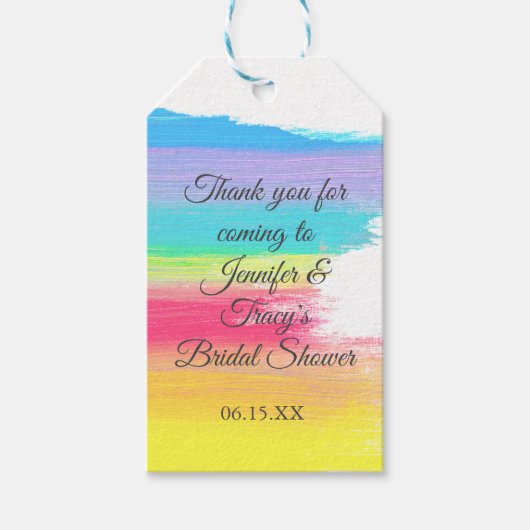 Elegant Rainbow Personalized Lesbian Bridal Shower Geschenkanhänger (Vorderseite)