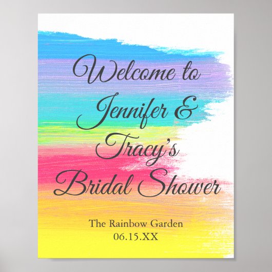 Elegant Rainbow Personalized Lesbian Bridal Shower Poster (Vorne)