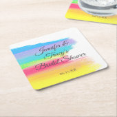 Elegant Rainbow Personalized Lesbian Bridal Shower Rechteckiger Pappuntersetzer (angewinkelt)