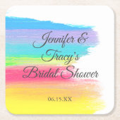 Elegant Rainbow Personalized Lesbian Bridal Shower Rechteckiger Pappuntersetzer (Vorderseite)