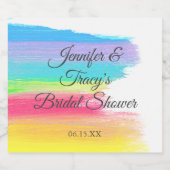 Elegant Rainbow Personalized Lesbian Bridal Shower Schaumweinetikett (Einzelnes Label)
