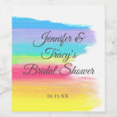 Elegant Rainbow Personalized Lesbian Bridal Shower Weinetikett (Einzelnes Label)