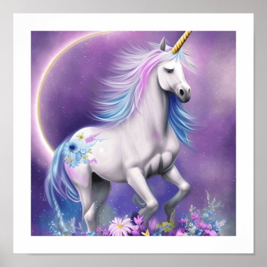 Elegant Rainbow Unicorn Poster (Vorne)