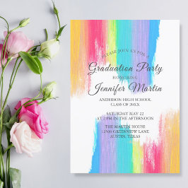Elegant Rainbow Watercolor 2024 Graduation Party Einladung
