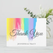 Elegant Rainbow Watercolor Vielen Dank Karte (Stehend Vorderseite)