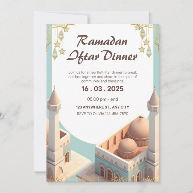 Elegant Ramadan Iftar Dinner Invitation | Editable (Vorderseite)