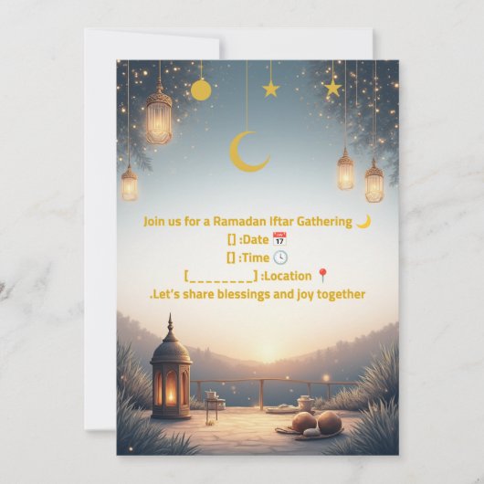 Elegant Ramadan Iftar Invitation 🌙 Gold & Navy Is Einladung (Vorderseite)