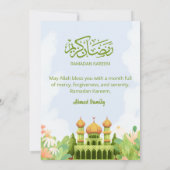 Elegant Ramadan Iftar Invitation with Green Mosque Einladung (Rückseite)