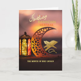 Elegant Ramadan Mubarak Heiliger Koran mit Halbmon Karte