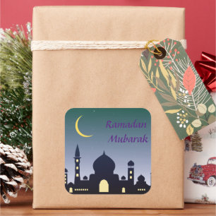 Elegant Ramadan Mubarak Islamisches Design Quadratischer Aufkleber