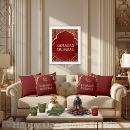 Elegant Ramadan Mubarak Throw Pillow Kissen
