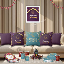 Elegant Ramadan Mubarak Throw Pillow Kissen