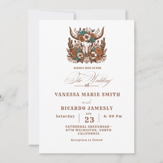 Elegant Ranch Western Country Cowboy Wedding Einladung (Vorderseite)