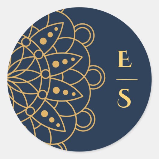 Elegant Rangoli Indian Wedding Runder Aufkleber (Vorderseite)