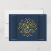 Elegant Rangoli Royal Blue und Gold Indian Wedding RSVP Karte (Rückseite)