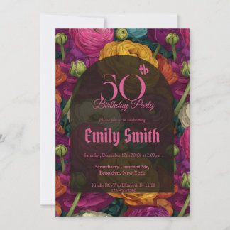 Elegant Ranunculus Aesthetic Birthday Celebration Einladung