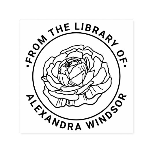 Elegant Ranunculus Bloom Library Name Permastempel (Design)