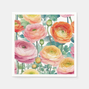 Elegant Ranunculus floral in Soft Hues Serviette