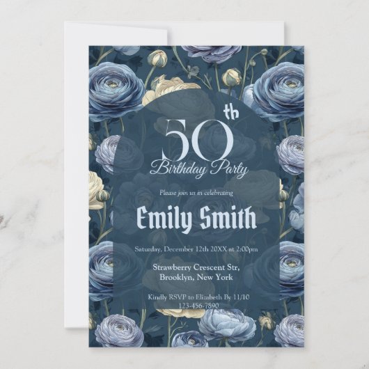 Elegant Ranunculus Floral Surprise Birthday Party Einladung (Vorderseite)