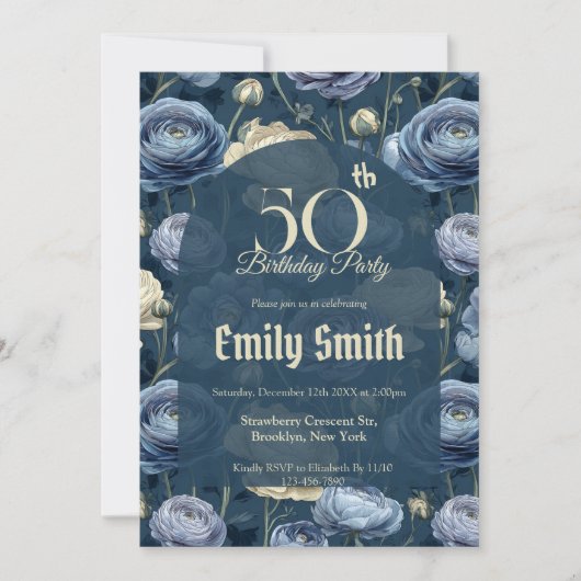 Elegant Ranunculus Inspired 15Th Birthday Party Einladung (Vorderseite)