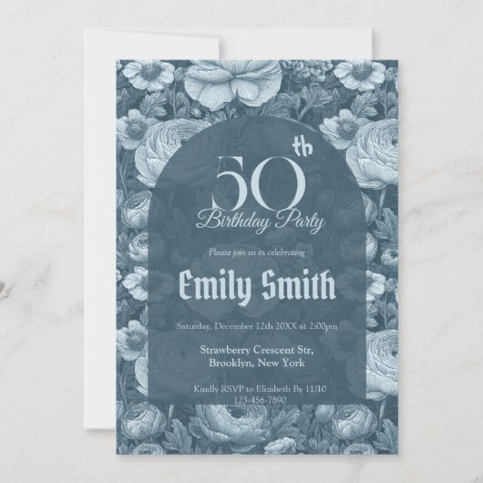 Elegant Ranunculus Luxury 50Th Birthday Einladung (Vorderseite)