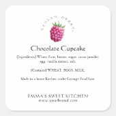 Elegant Raspberry Bakery Ingredient Quadratischer Aufkleber (Vorderseite)