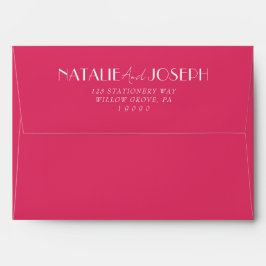 Elegant Raspberry Pink Retro Minimalist Wedding