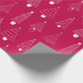 Elegant Raspberry Red White Christmas Pine Tree Geschenkpapier (Ecke)