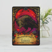 Elegant Raven Halloween-Party Einladung (Stehend Vorderseite)