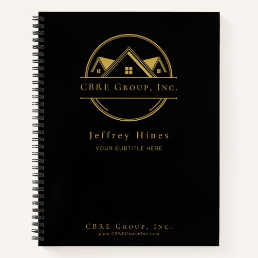 Elegant Real Estate Black and gold custom logo Notizblock (Vorderseite)