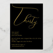 Elegant Real Foil 30. Geburtstag Einladung (Vorderseite)
