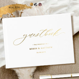 Elegant Real Foil Calligraphy Wedding Gästebuch