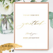 Elegant Real Foil Script Wedding Gästebuchsignatur Foliendrucke